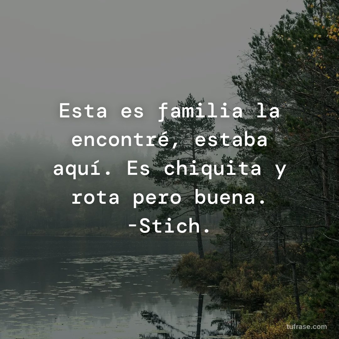 Esta es familia la encontré, estaba aquí. Es chiquita y rota pero buena. -Stich.