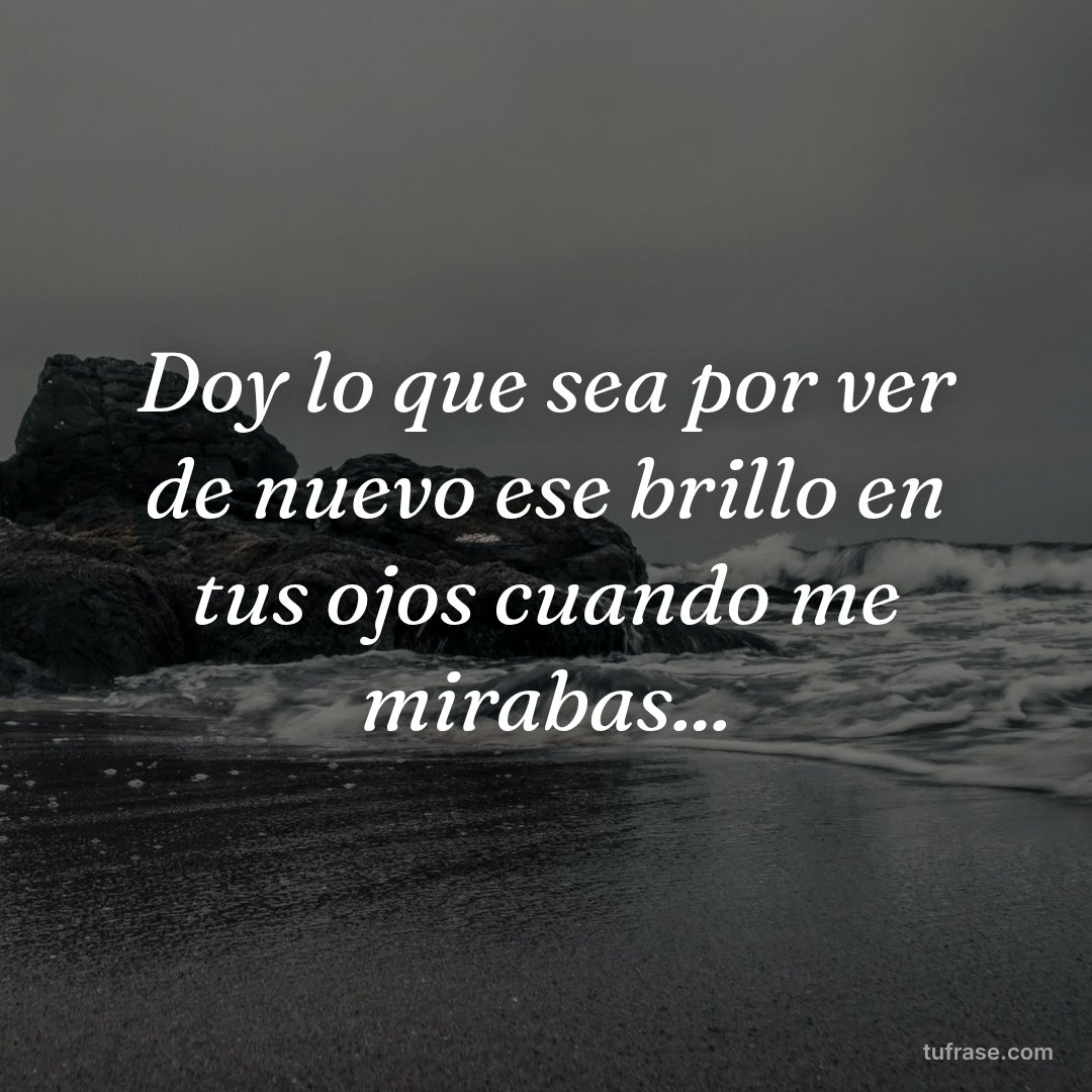 Doy lo que sea por ver de nuevo ese brillo en tus ojos cuando me mirabas...