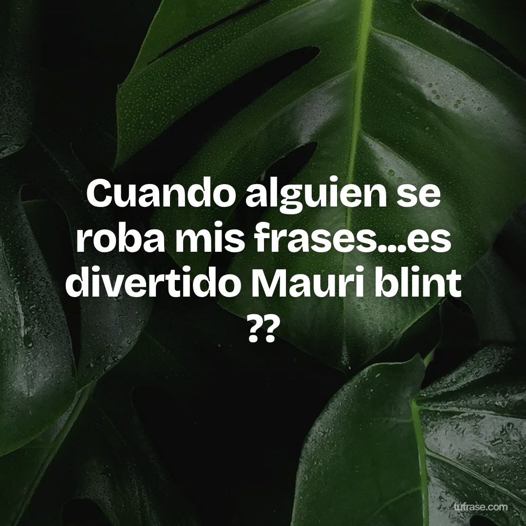 Cuando alguien se roba mis frases...es divertido Mauri blint ??