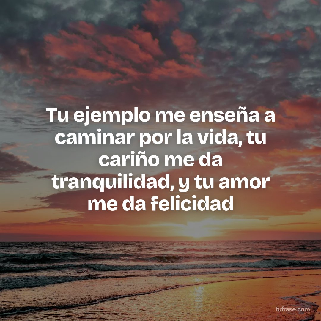 Tu ejemplo me enseña a caminar por la vida, tu cariño me da tranquilidad, y tu amor me da felicidad
