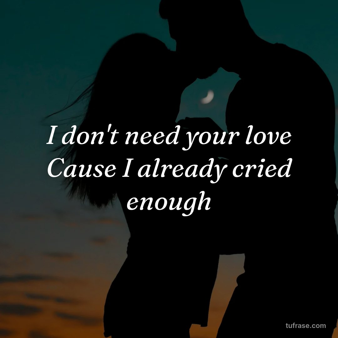 I don't need your love Cause I already cried enough