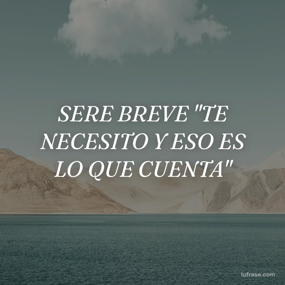 SERE BREVE "TE NECESITO Y ESO ES LO QUE CUENTA"