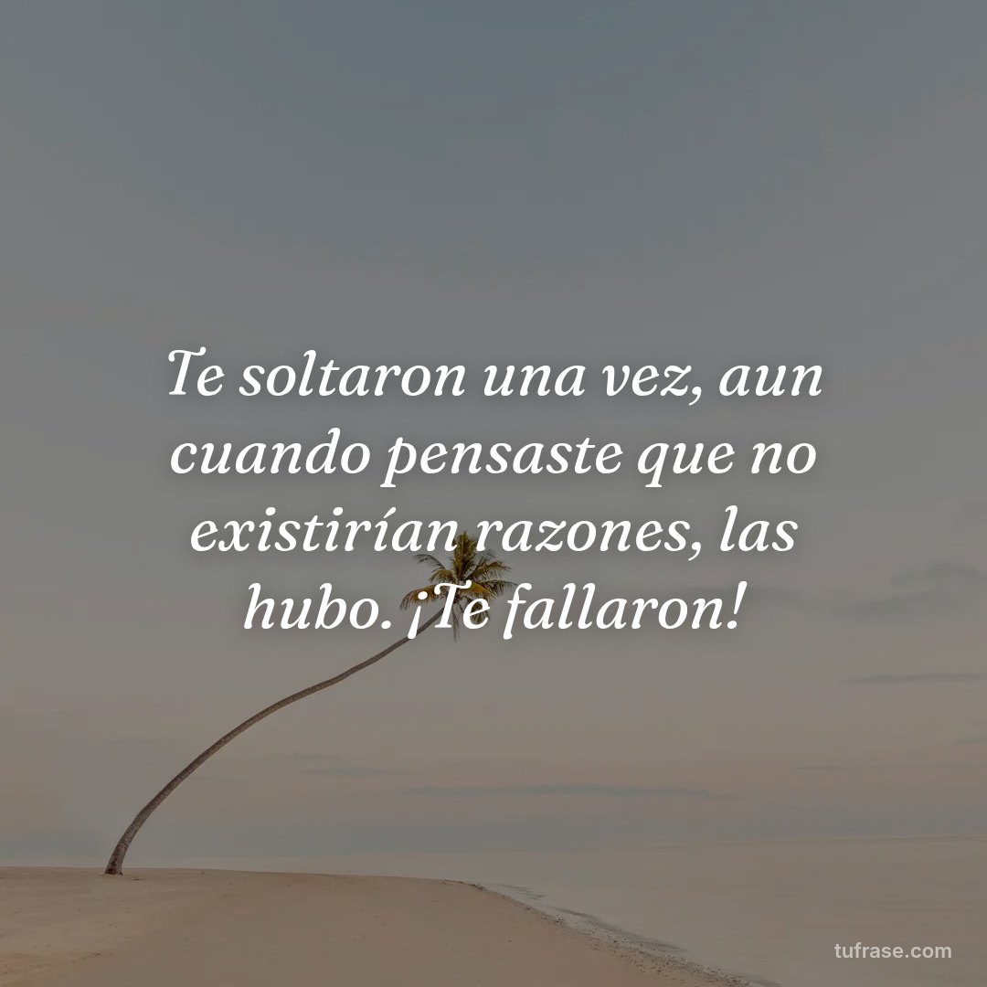 Te soltaron una vez, aun cuando pensaste que no existirían razones, las hubo. ¡Te fallaron!