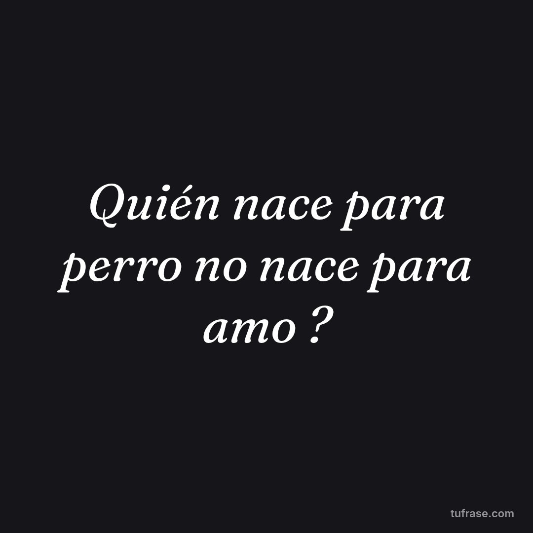 Quién nace para perro no nace para amo ?