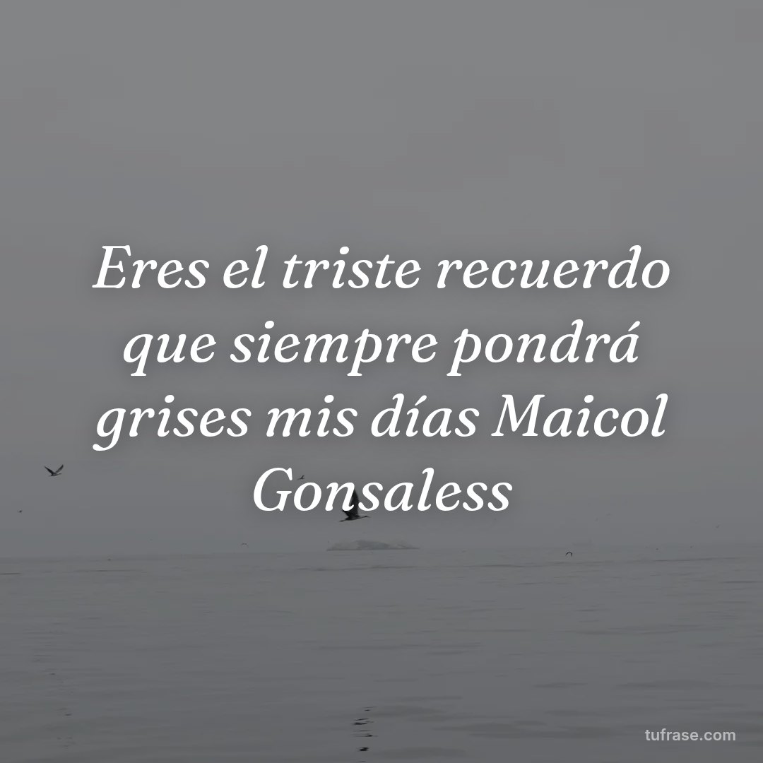 Eres el triste recuerdo que siempre pondrá grises mis días Maicol Gonsaless