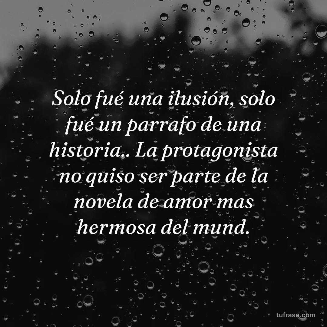 Solo fué una ilusión, solo fué un parrafo de una historia.. La protagonista no quiso ser parte de la novela de amor mas hermosa del mund.