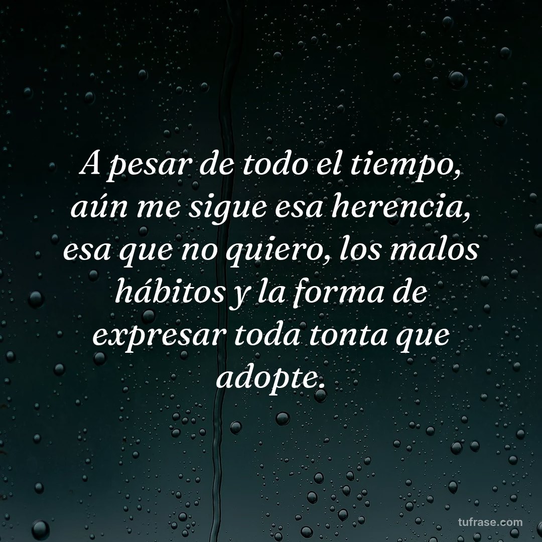 A pesar de todo el tiempo, aún me sigue esa herencia, esa que no quiero, los malos hábitos y la forma de expresar toda tonta que adopte.