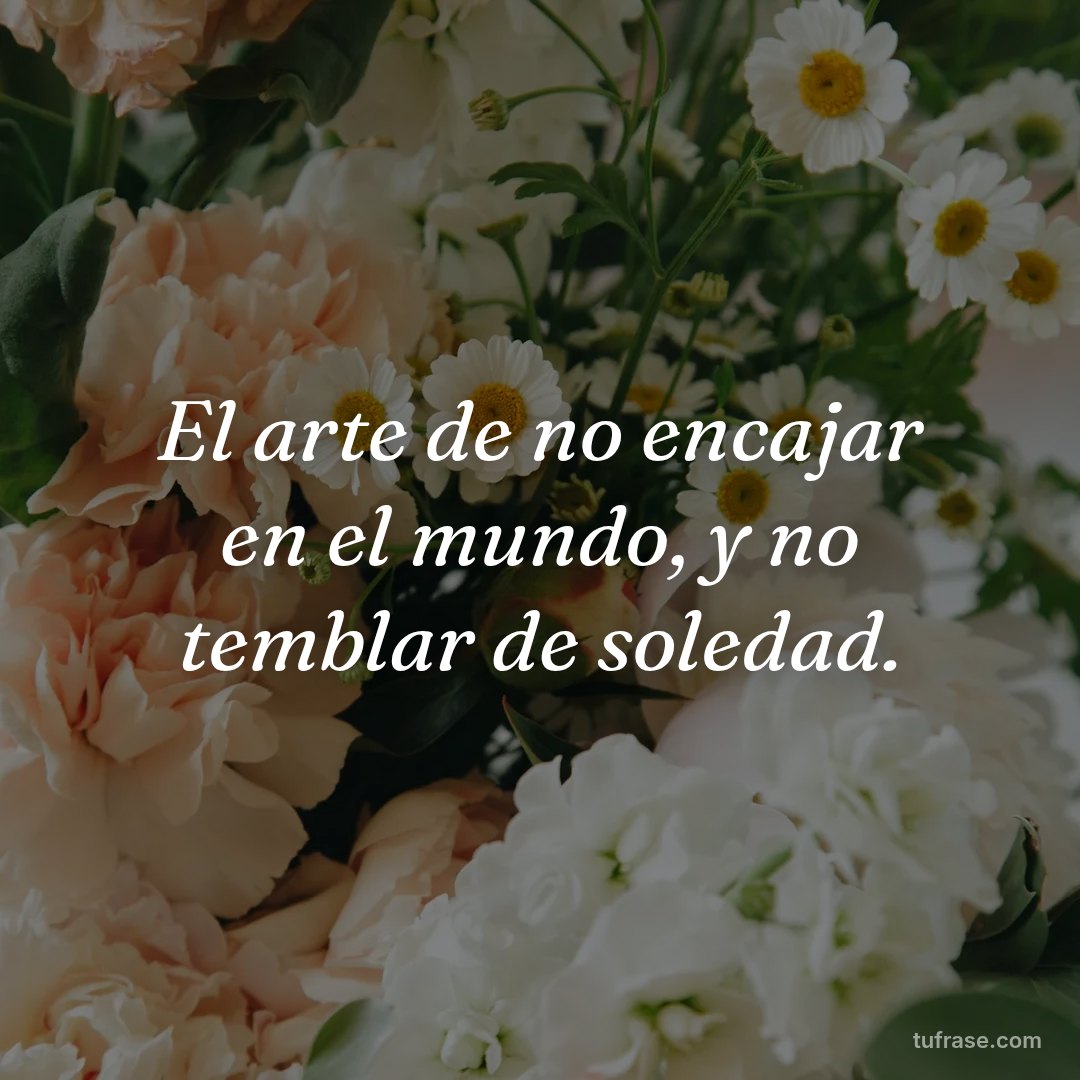 El arte de no encajar en el mundo, y no temblar de soledad.