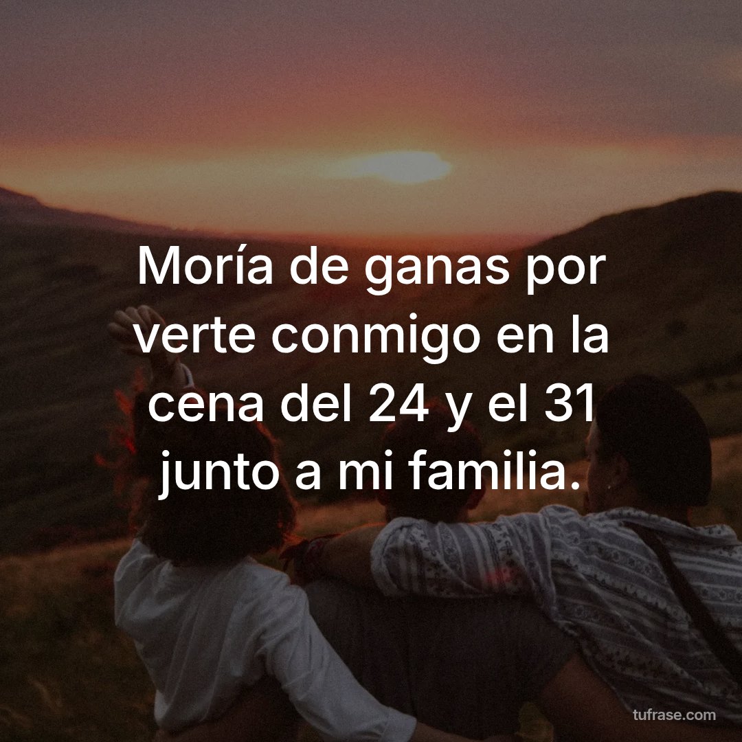 Moría de ganas por verte conmigo en la cena del 24 y el 31 junto a mi familia.