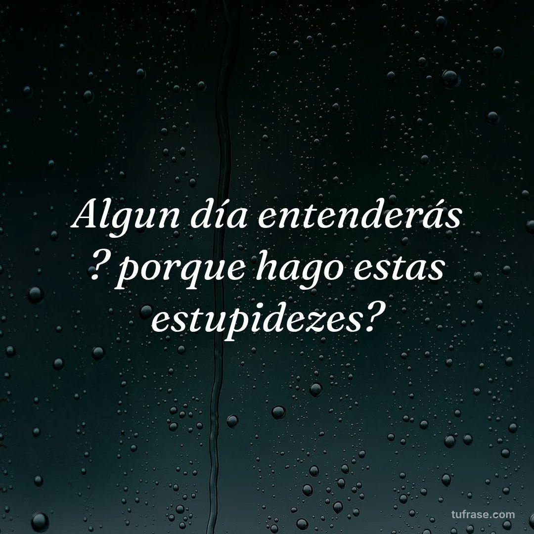 Algun día entenderás ? porque hago estas estupidezes?