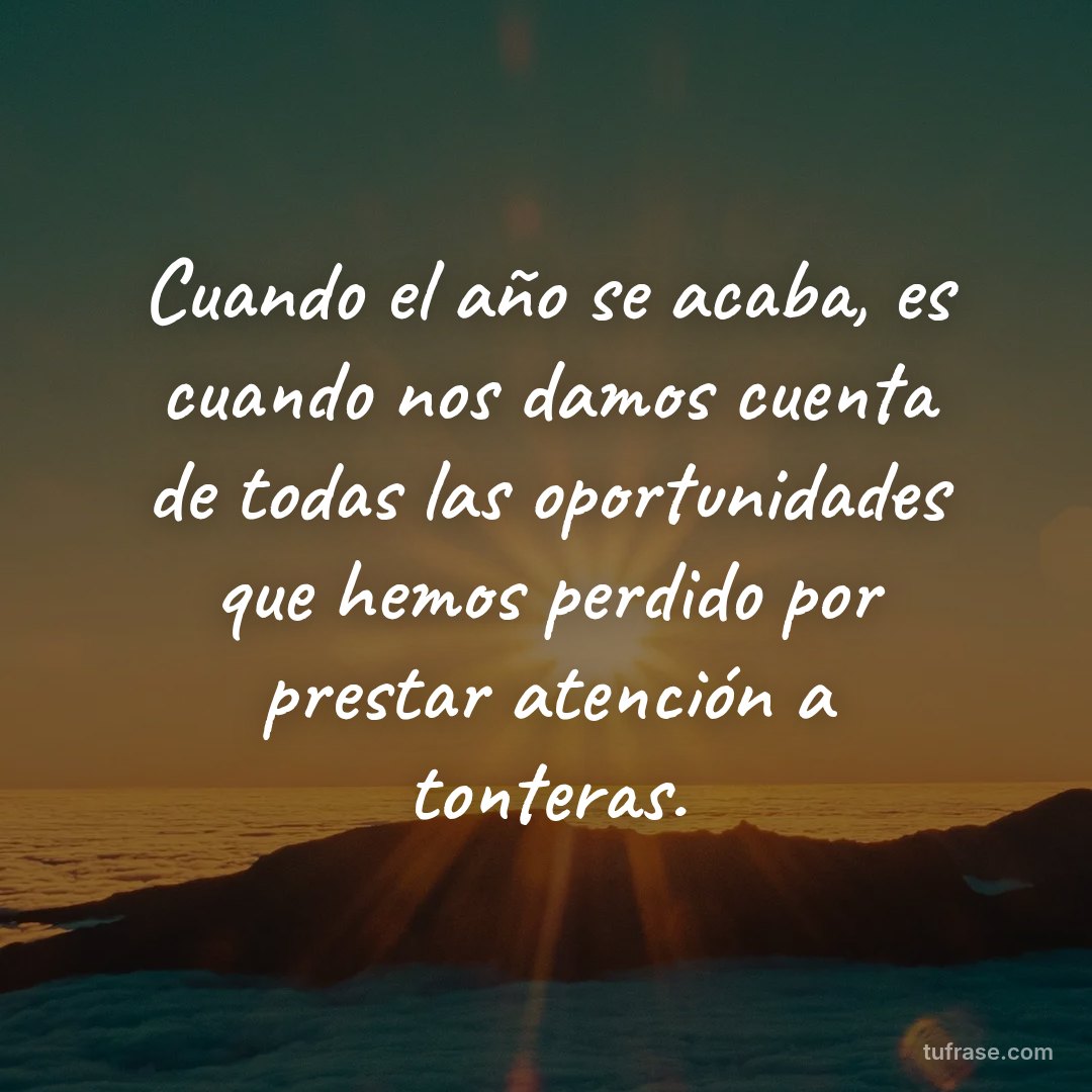 Cuando el año se acaba, es cuando nos damos cuenta de todas las oportunidades que hemos perdido por prestar atención a tonteras.