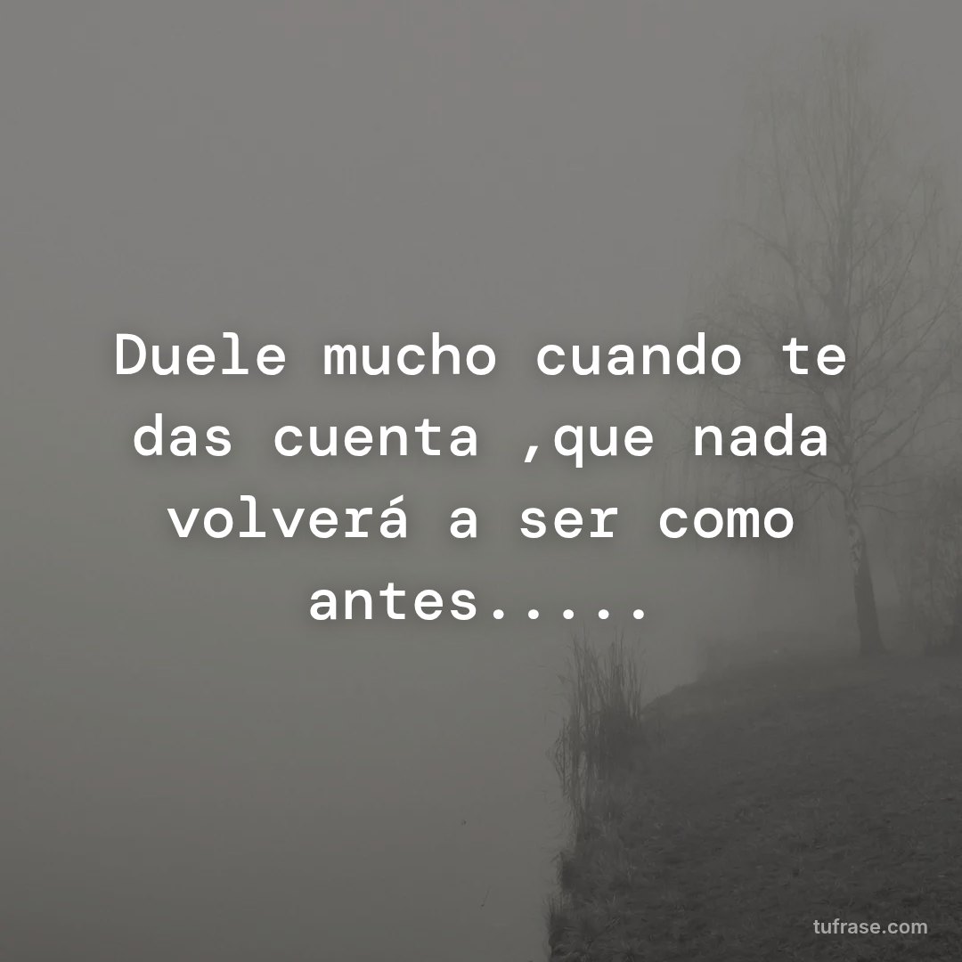 Duele mucho cuando te das cuenta ,que nada volverá a ser como antes.....