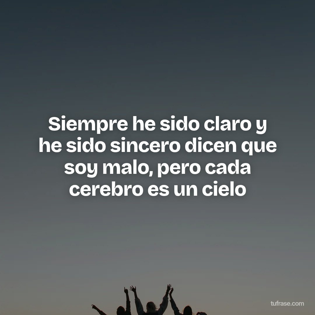Siempre he sido claro y he sido sincero dicen que soy malo, pero cada cerebro es un cielo