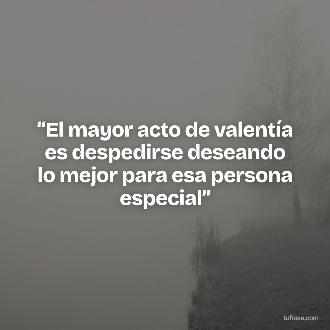 “El mayor acto de valentía es despedirse deseando lo mejor para esa persona especial”