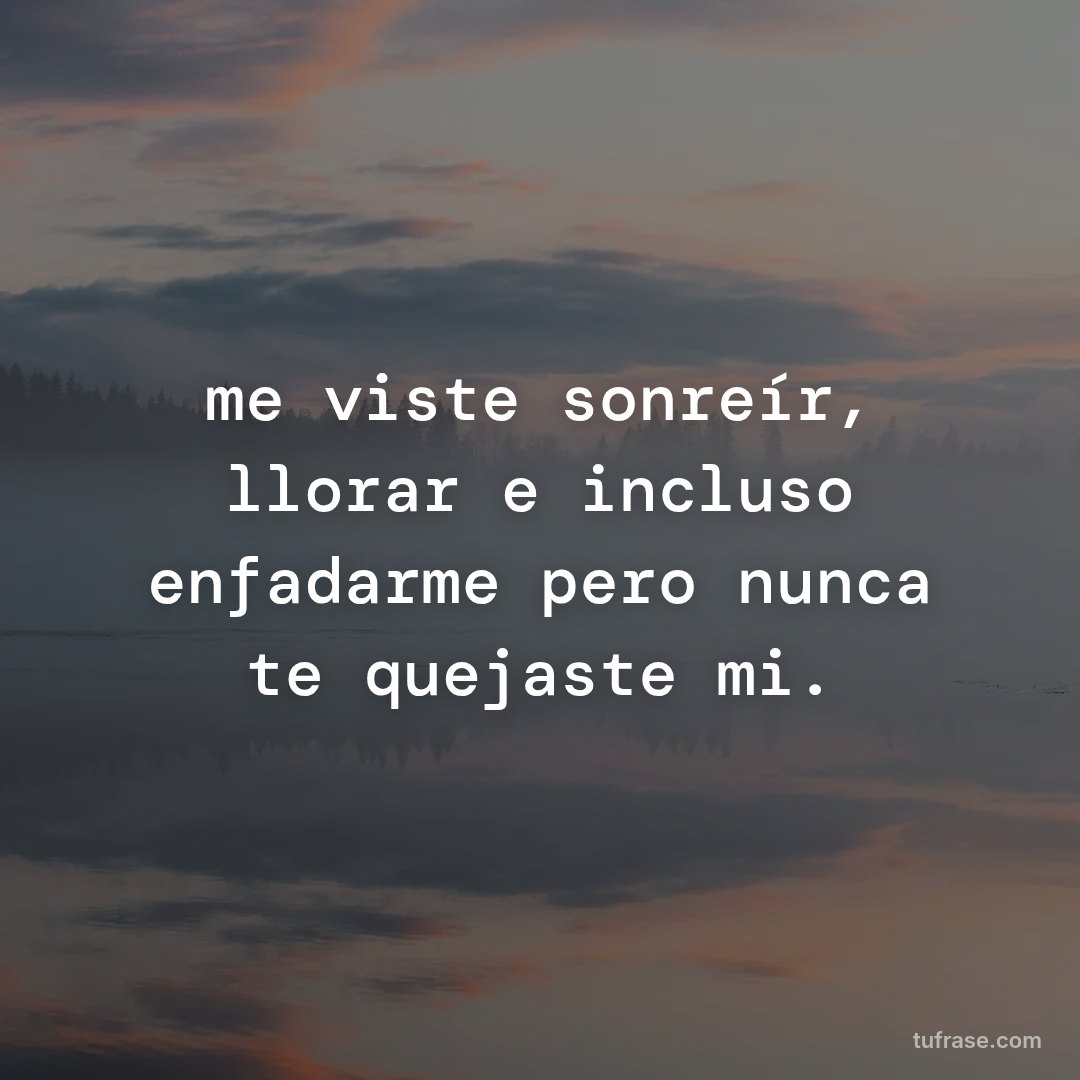 me viste sonreír, llorar e incluso enfadarme pero nunca te quejaste mi.