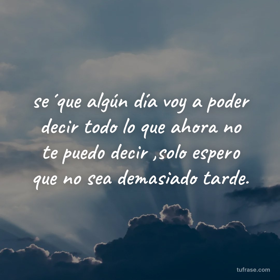 se´que algún día voy a poder decir todo lo que ahora no te puedo decir ,solo espero que no sea demasiado tarde.