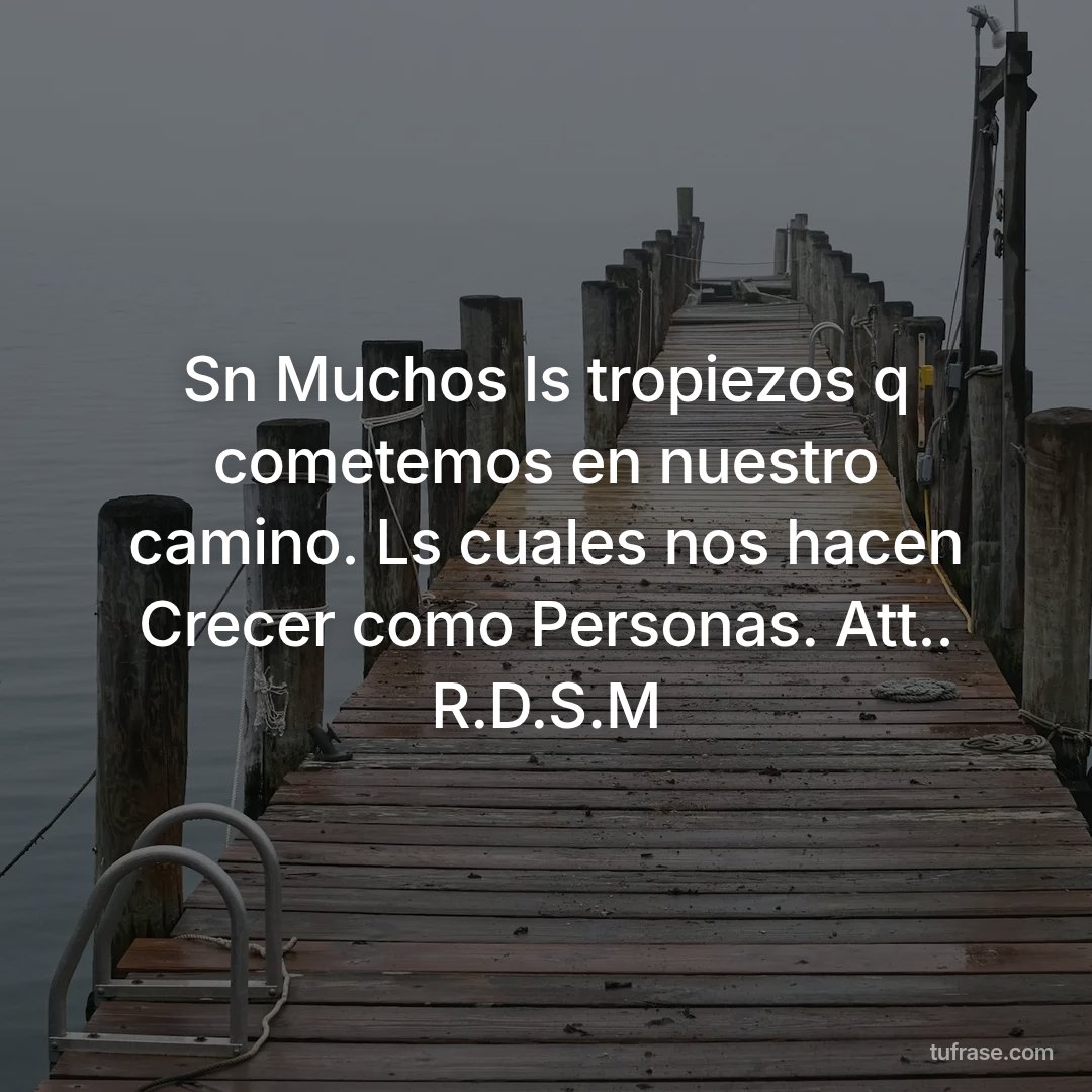 Sn Muchos ls tropiezos q cometemos en nuestro camino. Ls cuales nos hacen Crecer como Personas. Att.. R.D.S.M