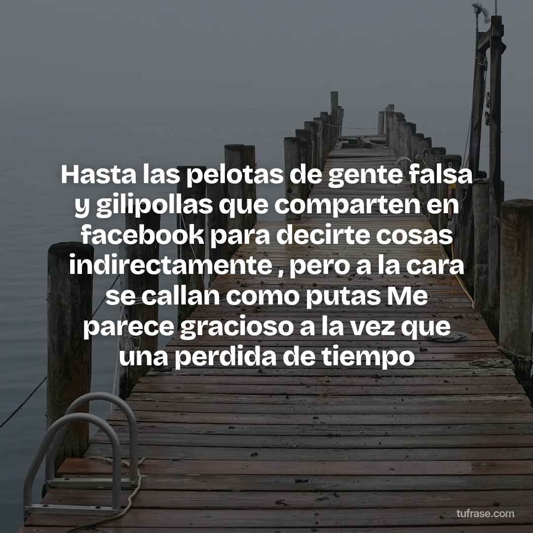Hasta las pelotas de gente falsa y gilipollas que comparten en facebook para decirte cosas indirectamente , pero a la cara se callan como putas Me parece gracioso a la vez que una perdida de tiempo