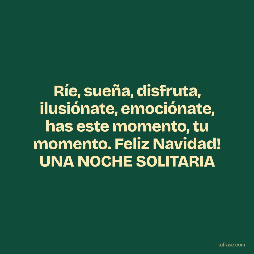 Ríe, sueña, disfruta, ilusiónate, emociónate, has este momento, tu momento. Feliz Navidad! UNA NOCHE SOLITARIA