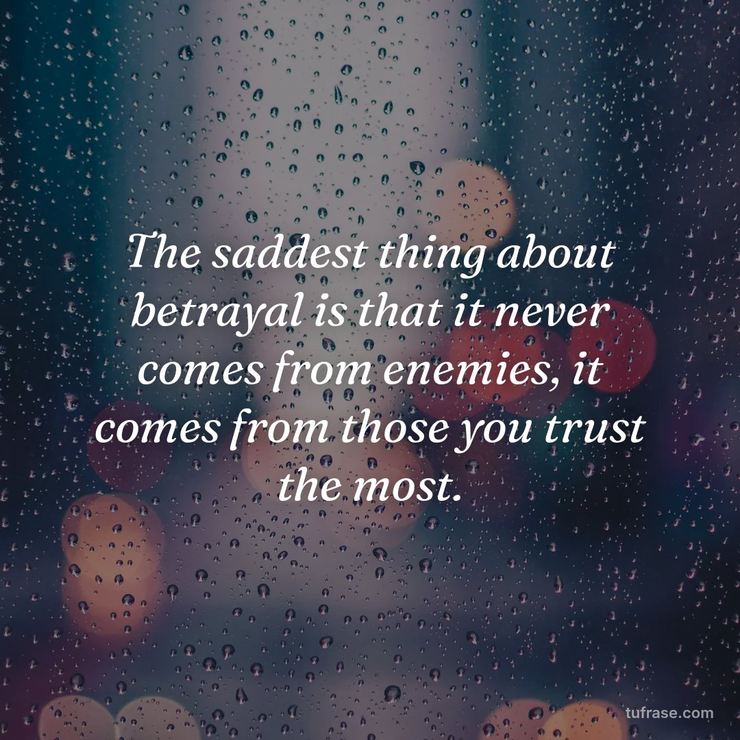 The saddest thing about betrayal is that it never comes from enemies, it comes from those you trust the most.