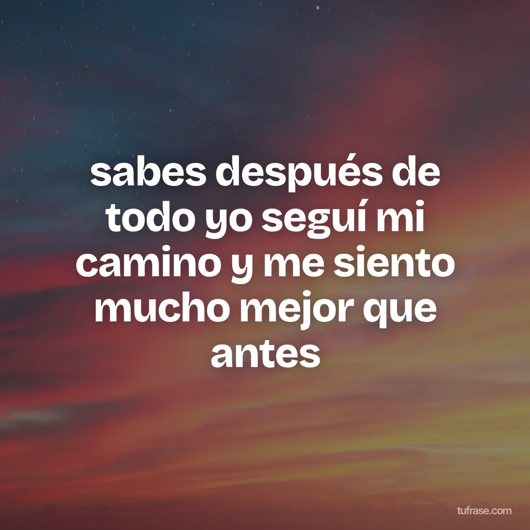 sabes después de todo yo seguí mi camino y me siento mucho mejor que antes