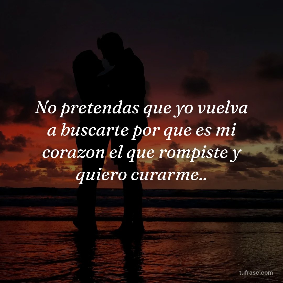 No pretendas que yo vuelva a buscarte por que es mi corazon el que rompiste y quiero curarme..