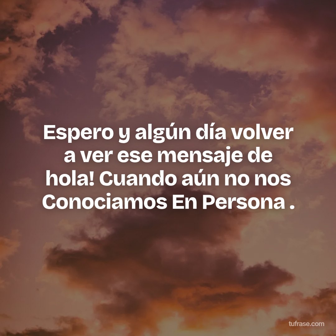 Espero y algún día volver a ver ese mensaje de hola! Cuando aún no nos Conociamos En Persona .