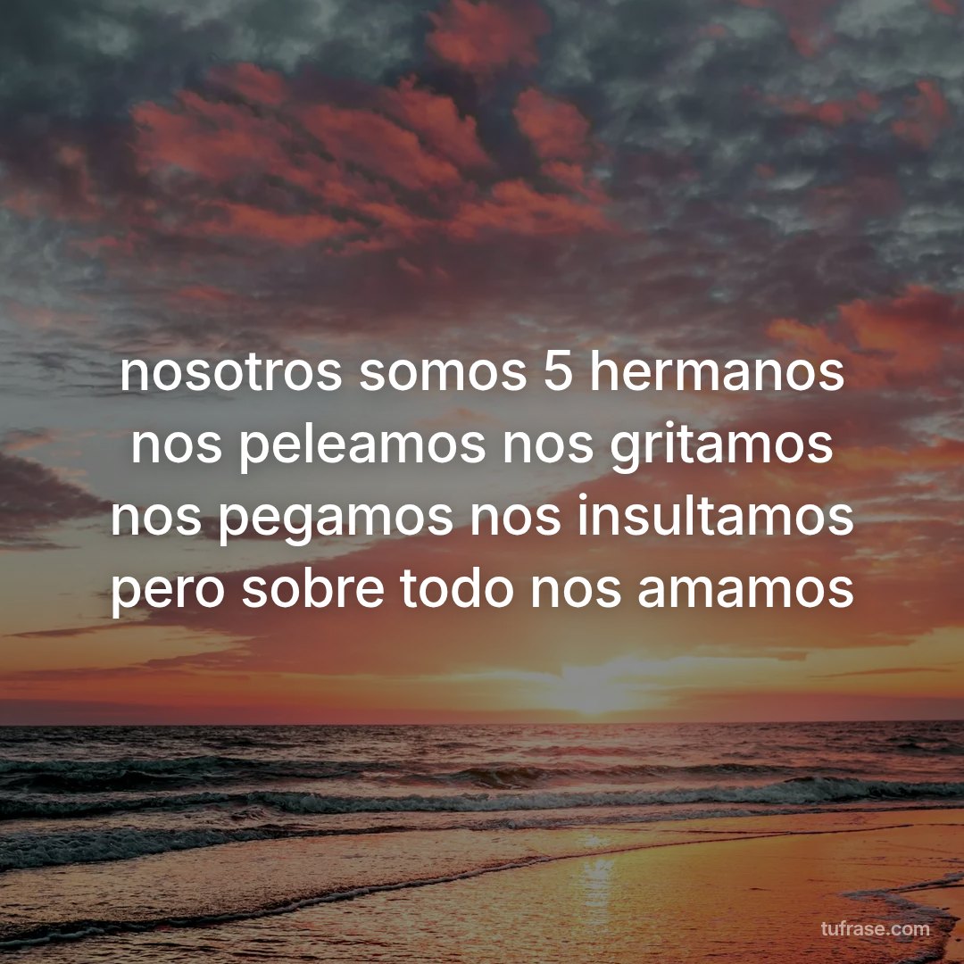 nosotros somos 5 hermanos nos peleamos nos gritamos nos pegamos nos insultamos pero sobre todo nos amamos