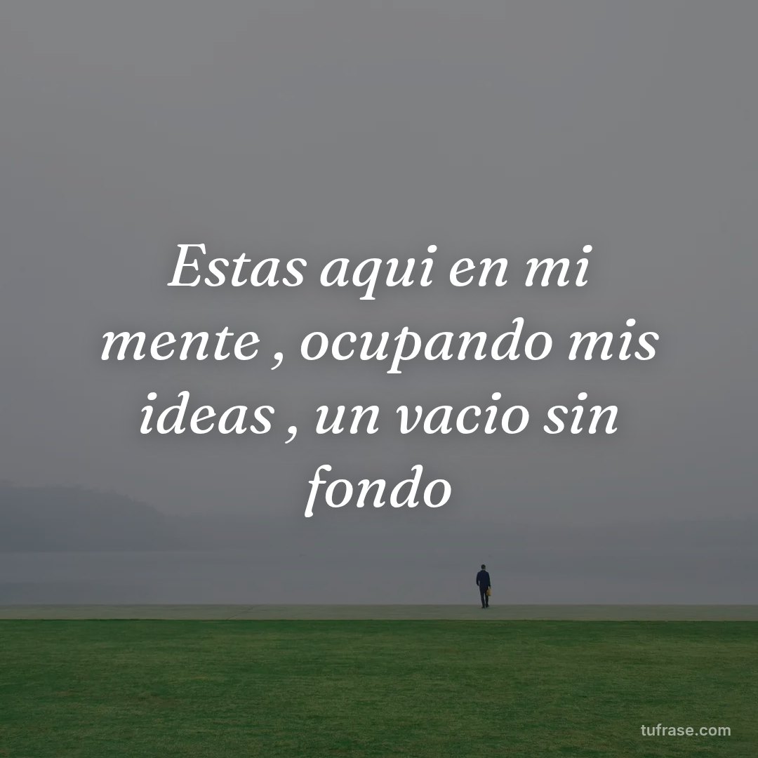 Estas aqui en mi mente , ocupando mis ideas , un vacio sin fondo
