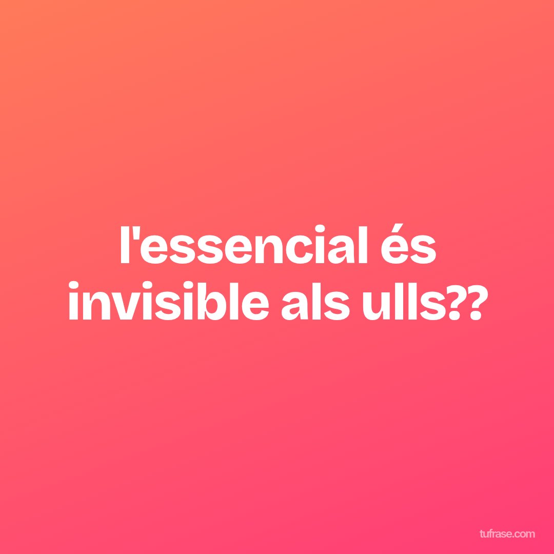 l'essencial és invisible als ulls??
