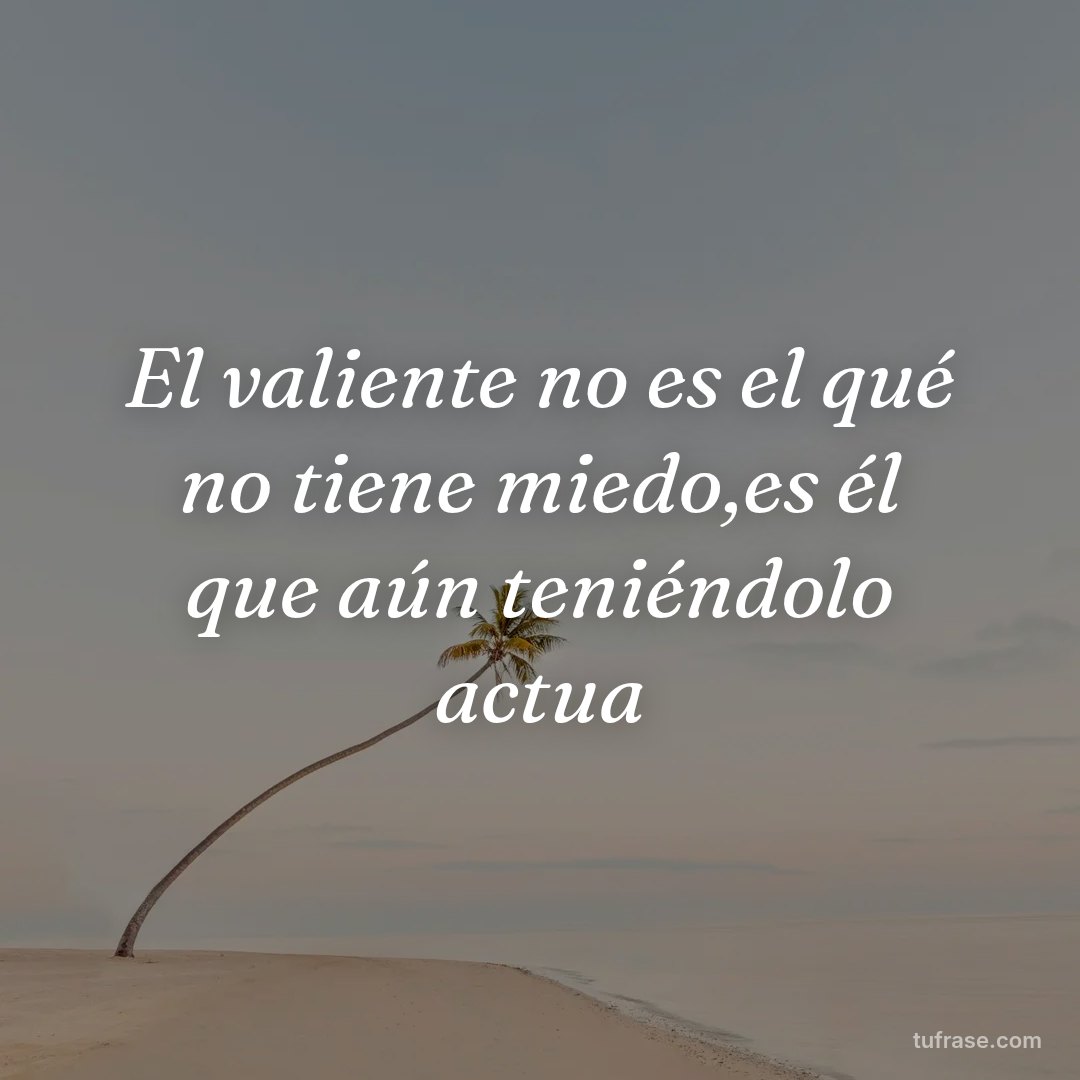 El valiente no es el qué no tiene miedo,es él que aún teniéndolo actua