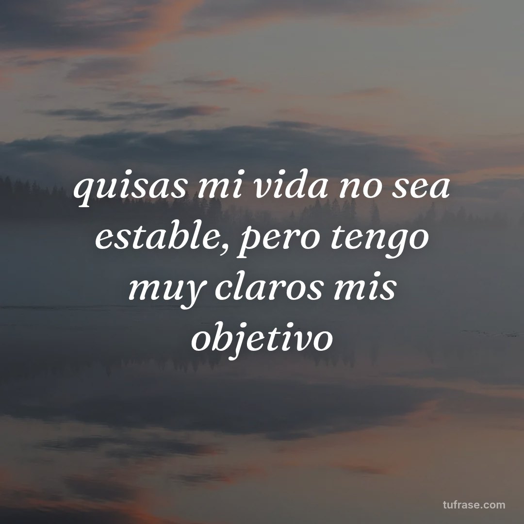 quisas mi vida no sea estable, pero tengo muy claros mis objetivo