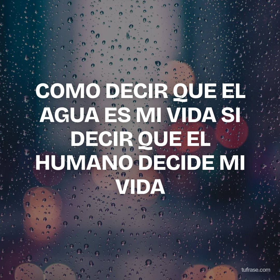 COMO DECIR QUE EL AGUA ES MI VIDA SI DECIR QUE EL HUMANO DECIDE MI VIDA