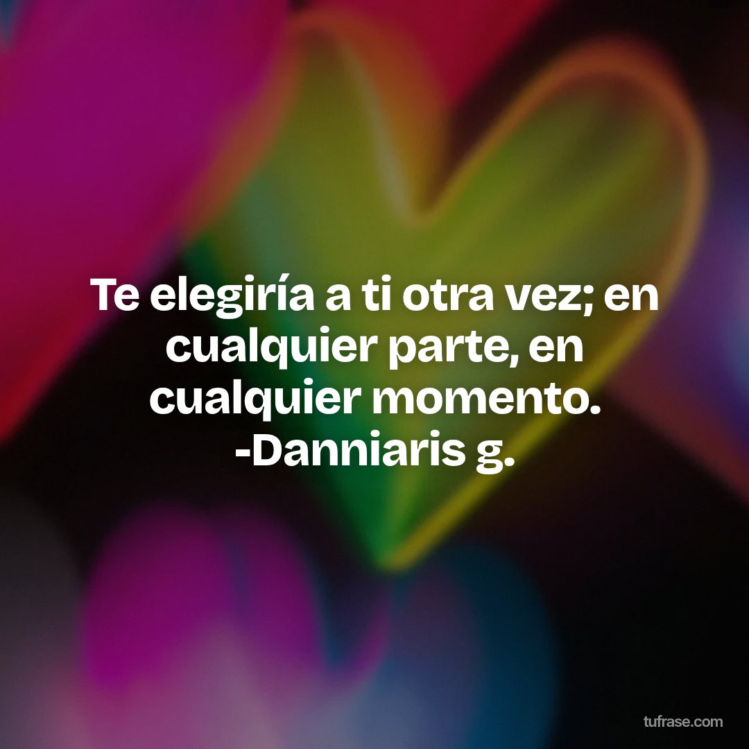 Te elegiría a ti otra vez; en cualquier parte, en cualquier momento. -Danniaris g.