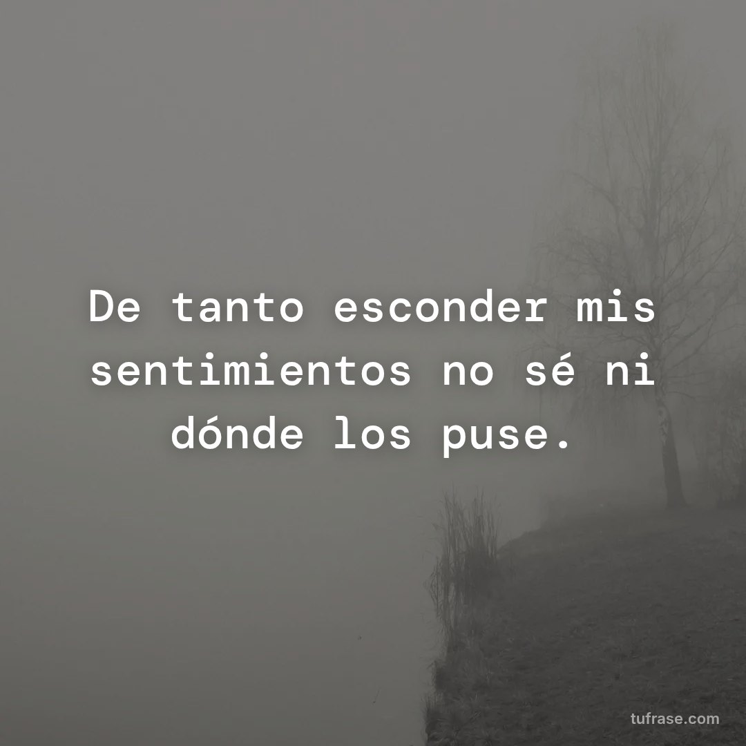 De tanto esconder mis sentimientos no sé ni dónde los puse.