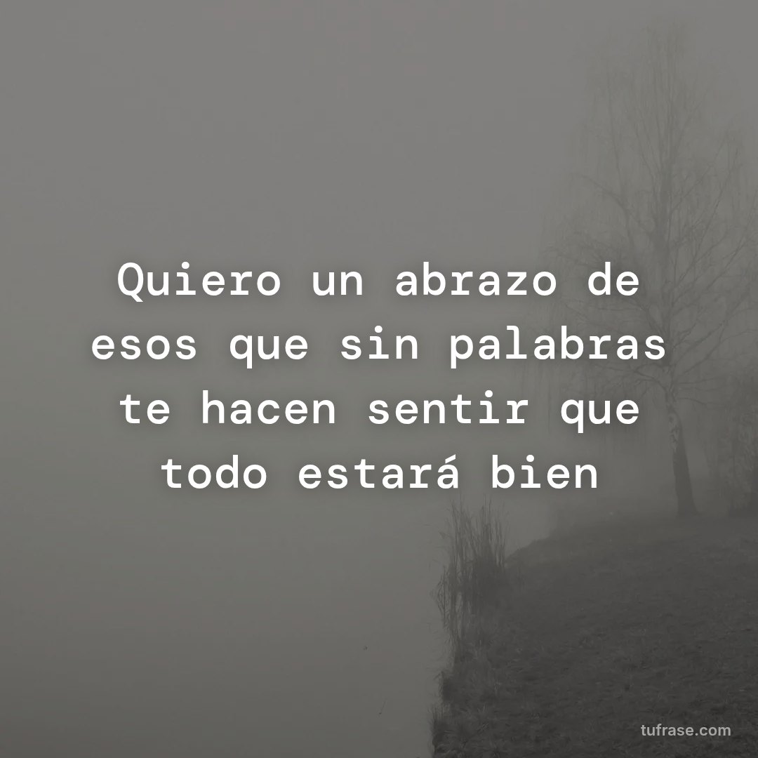 Quiero un abrazo de esos que sin palabras te hacen sentir que todo estará bien