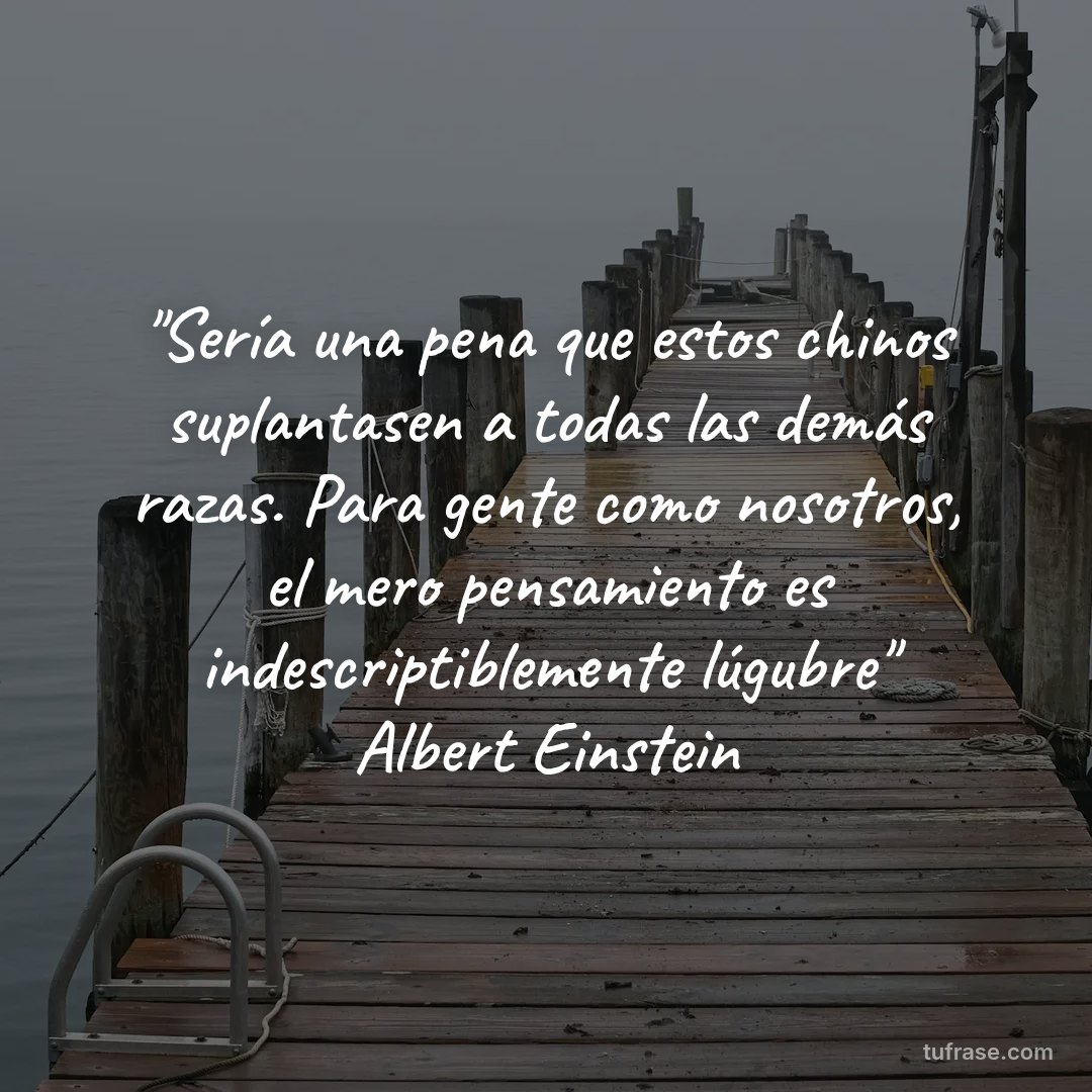 "Sería una pena que estos chinos suplantasen a todas las demás razas. Para gente como nosotros, el mero pensamiento es indescriptiblemente lúgubre" Albert Einstein