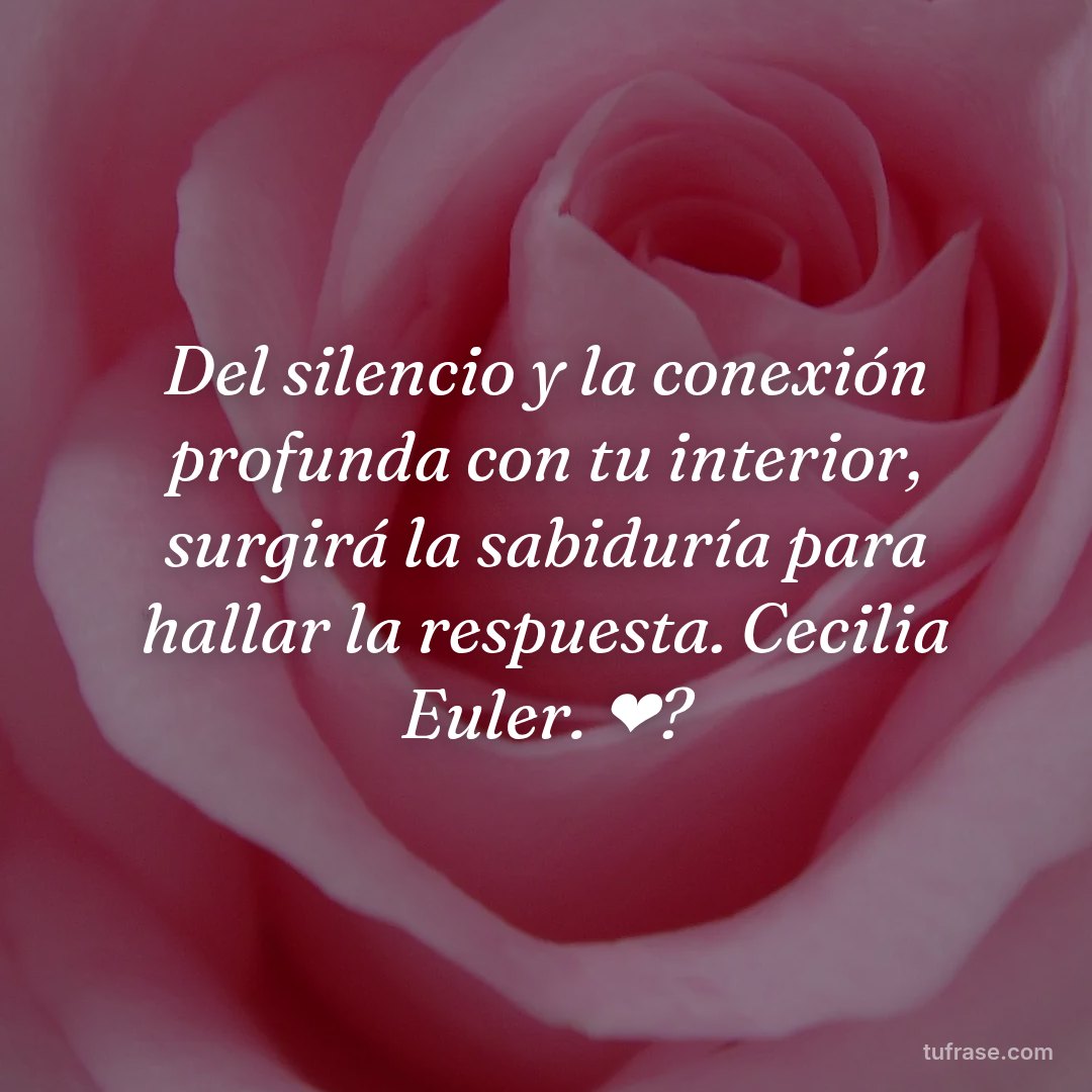 Del silencio y la conexión profunda con tu interior, surgirá la sabiduría para hallar la respuesta. Cecilia Euler. ❤?