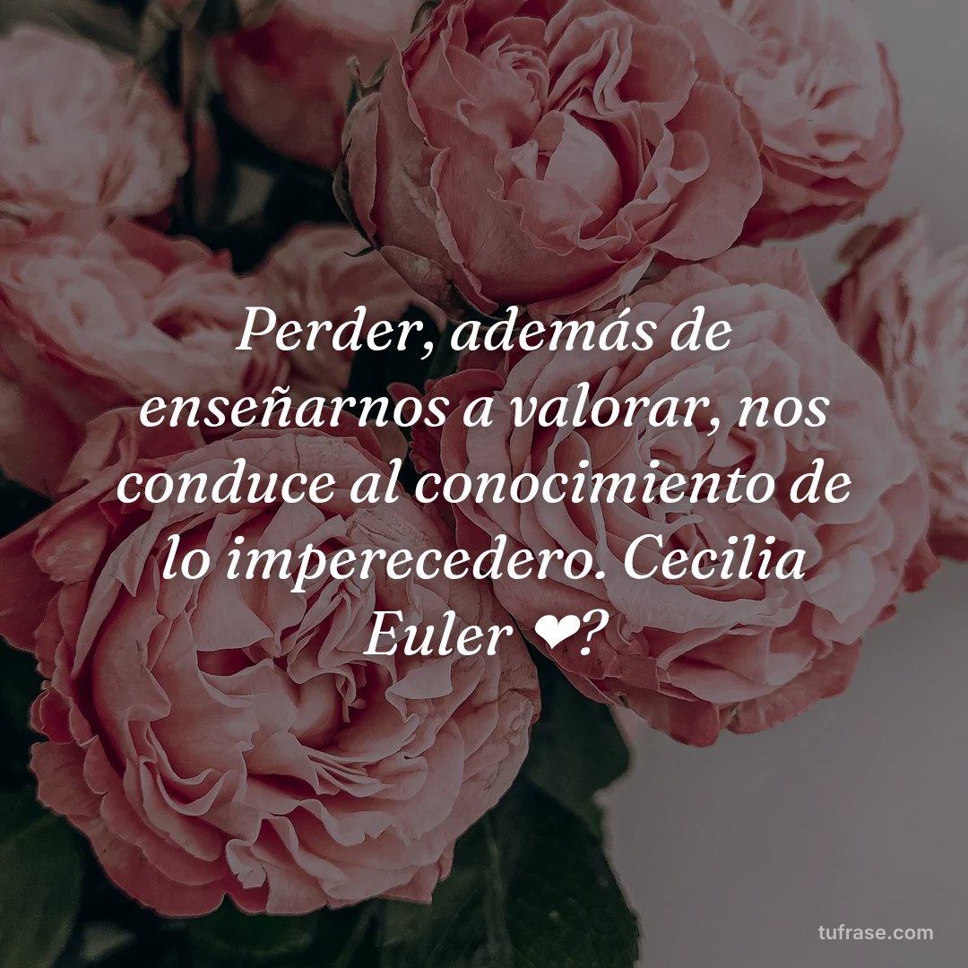 Perder, además de enseñarnos a valorar, nos conduce al conocimiento de lo imperecedero. Cecilia Euler ❤?