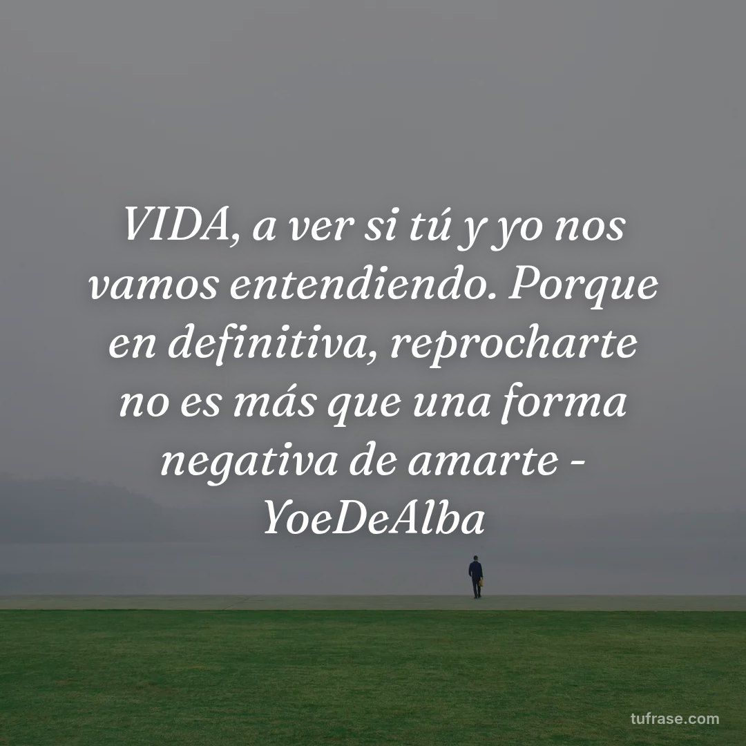 VIDA, a ver si tú y yo nos vamos entendiendo. Porque en definitiva, reprocharte no es más que una forma negativa de amarte - YoeDeAlba