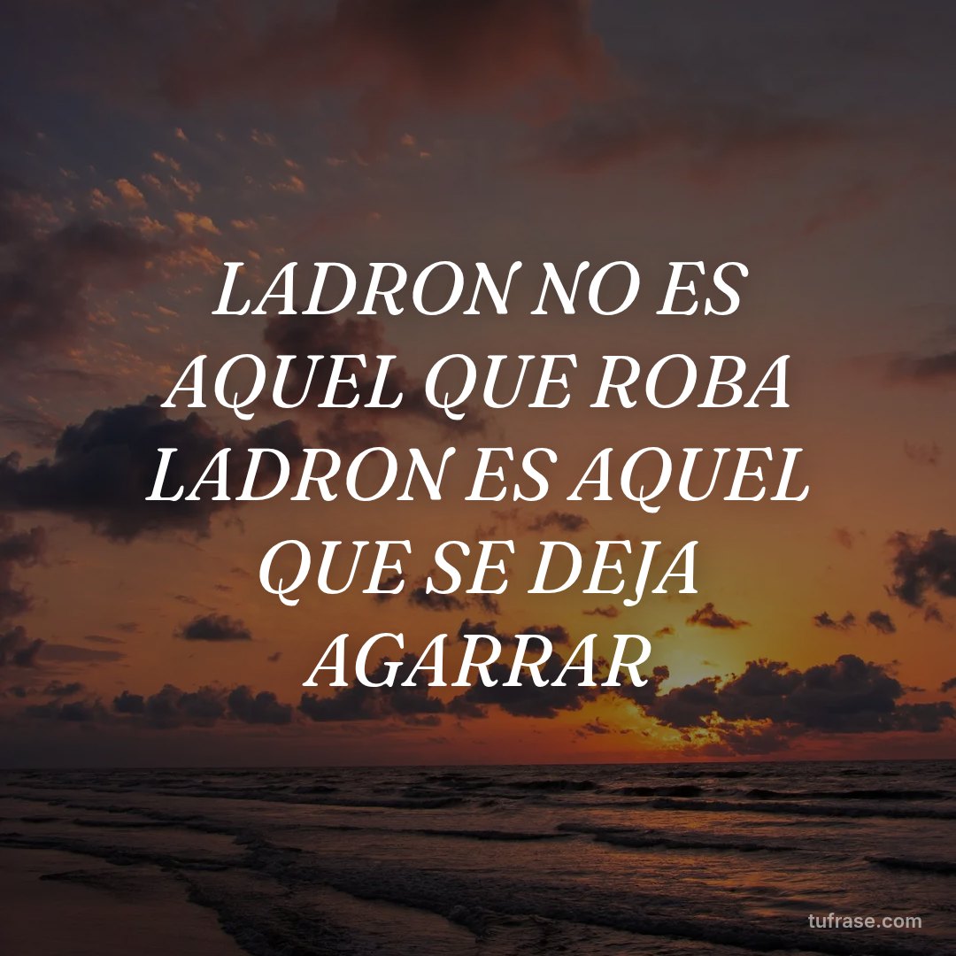 LADRON NO ES AQUEL QUE ROBA LADRON ES AQUEL QUE SE DEJA AGARRAR