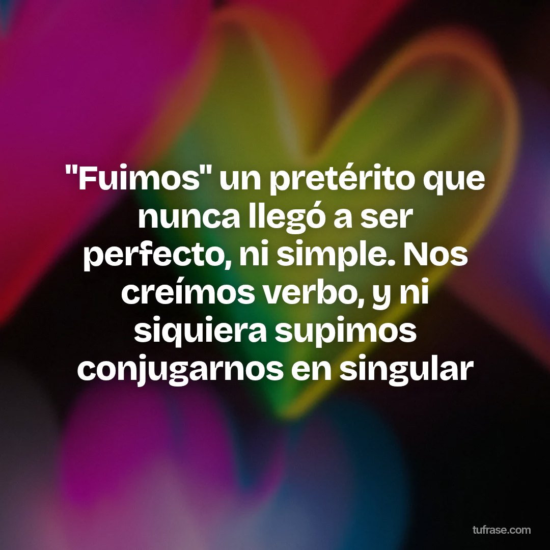 "Fuimos" un pretérito que nunca llegó a ser perfecto, ni simple. Nos creímos verbo, y ni siquiera supimos conjugarnos en singular