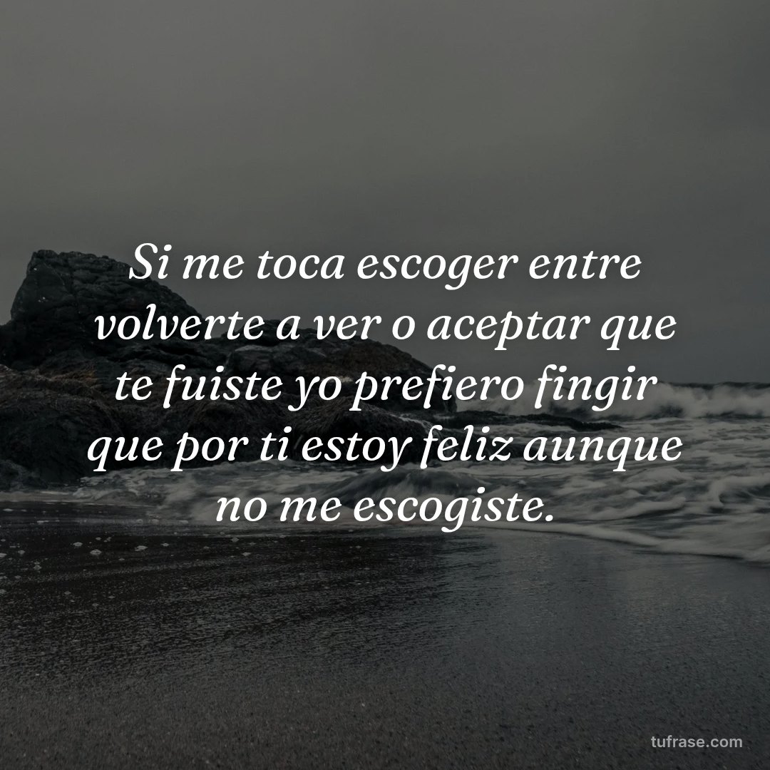 Si me toca escoger entre volverte a ver o aceptar que te fuiste yo prefiero fingir que por ti estoy feliz aunque no me escogiste.