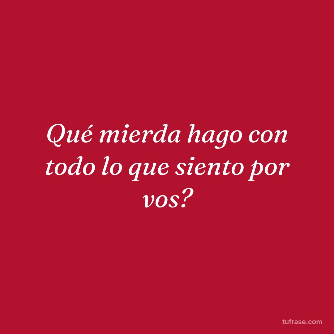 Qué mierda hago con todo lo que siento por vos?