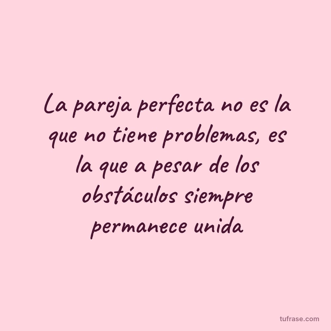 La pareja perfecta no es la que no tiene problemas, es la que a pesar de los obstáculos siempre permanece unida