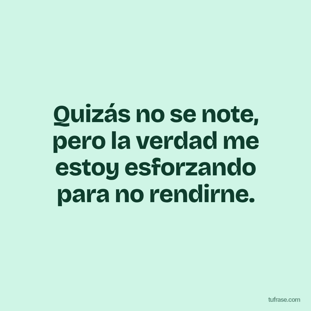 Quizás no se note, pero la verdad me estoy esforzando para no rendirne.