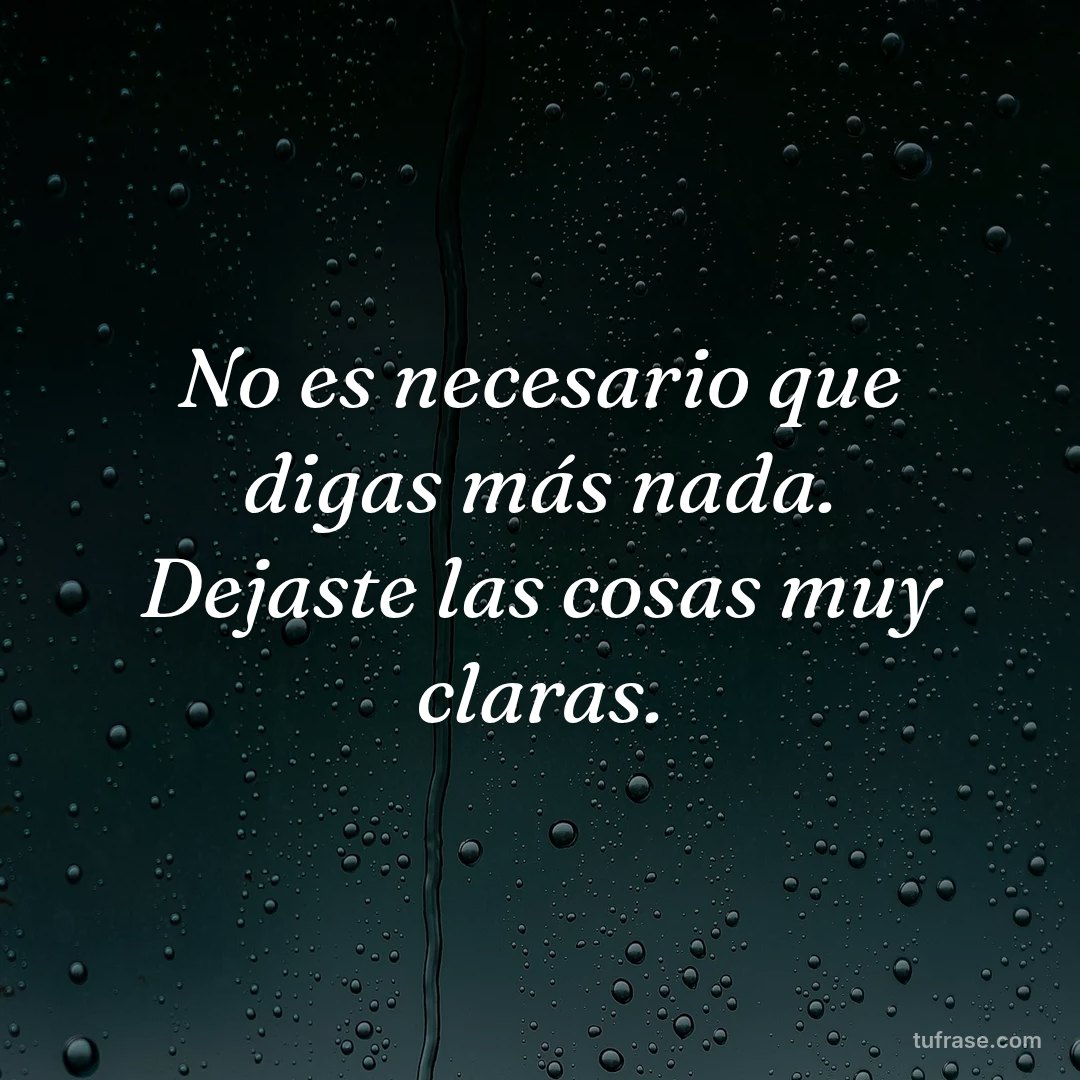 No es necesario que digas más nada. Dejaste las cosas muy claras.