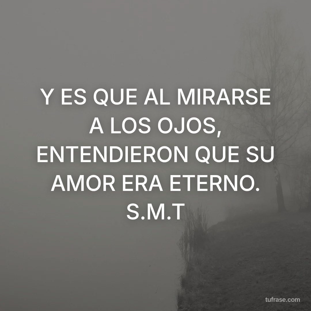 Y ES QUE AL MIRARSE A LOS OJOS, ENTENDIERON QUE SU AMOR ERA ETERNO. S.M.T