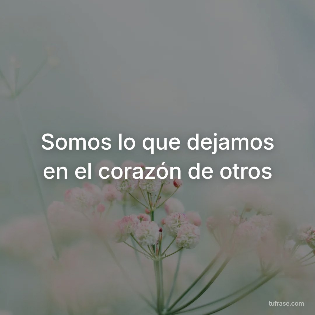 Somos lo que dejamos en el corazón de otros