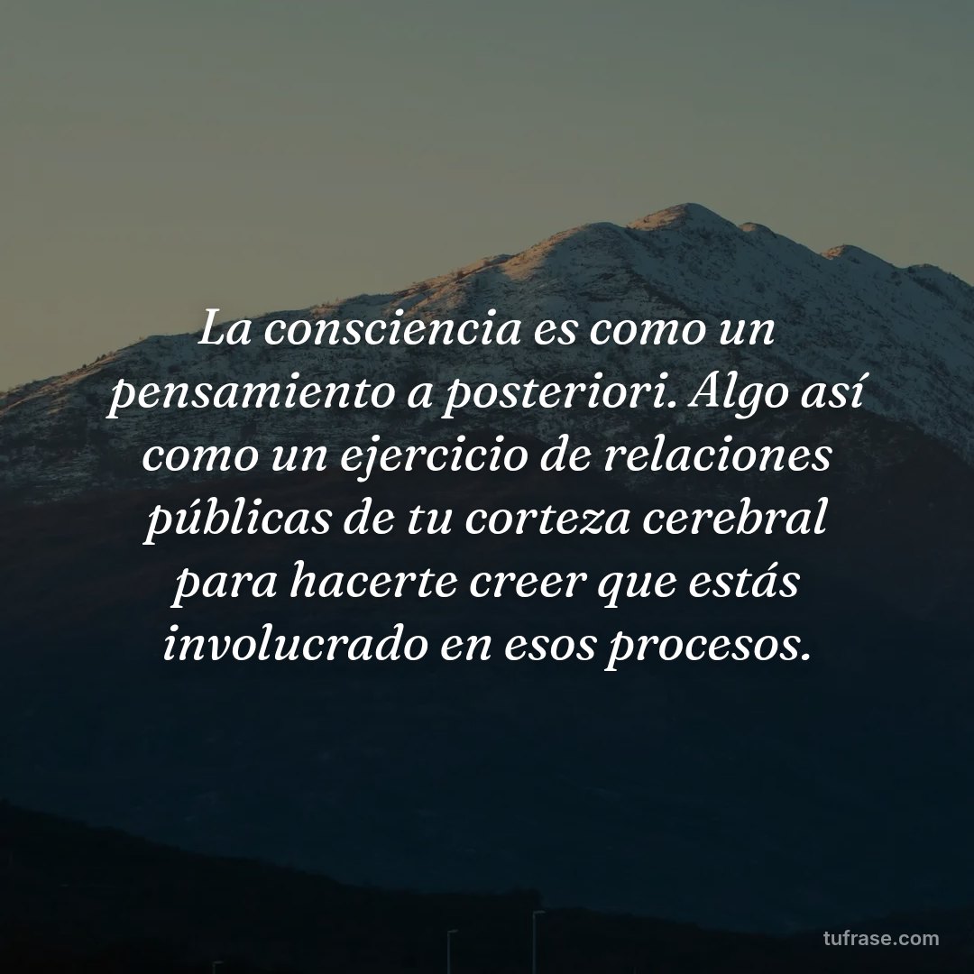 La consciencia es como un pensamiento a posteriori. Algo así como un ejercicio de relaciones públicas de tu corteza cerebral para hacerte creer que estás involucrado en esos procesos.
